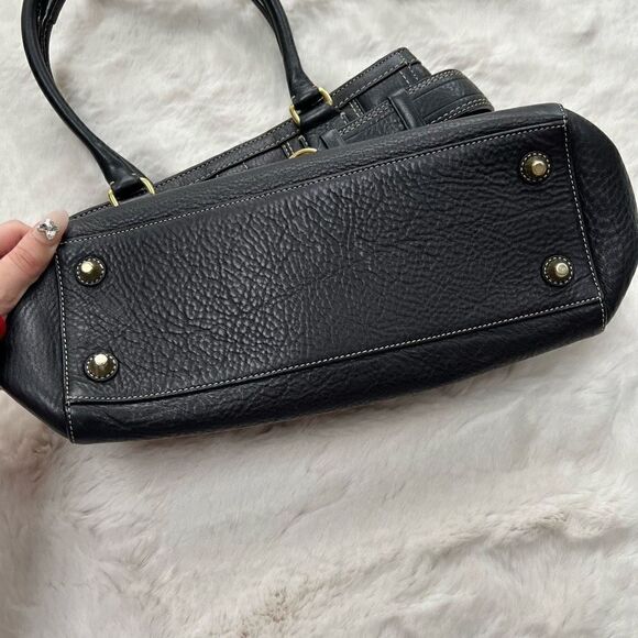 Vintage Coach Bag Y2K Black Leather Gold Hardware Top Handle Handbag Purse - Picture 5 of 11